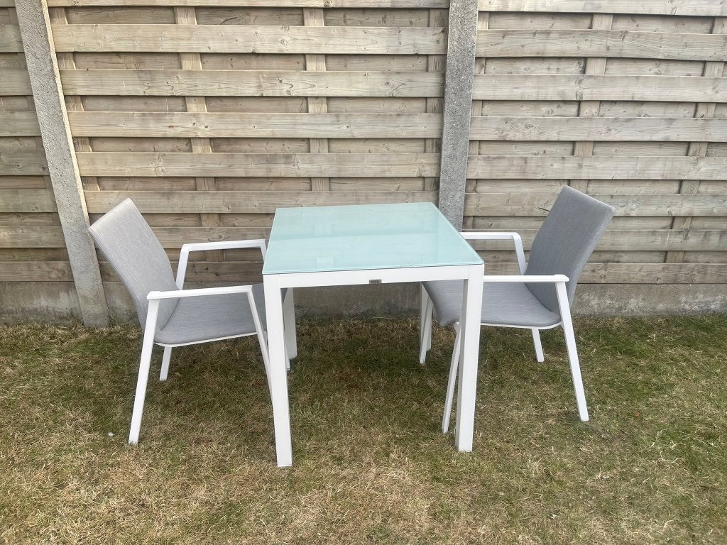 tuintafel en stoelen, Aluminium, Zo goed als nieuw, Tuinset, Eettafel