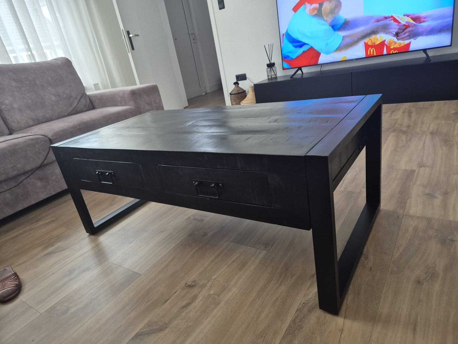 Eettafel met stoelen + salontafel, Ophalen, Gebruikt