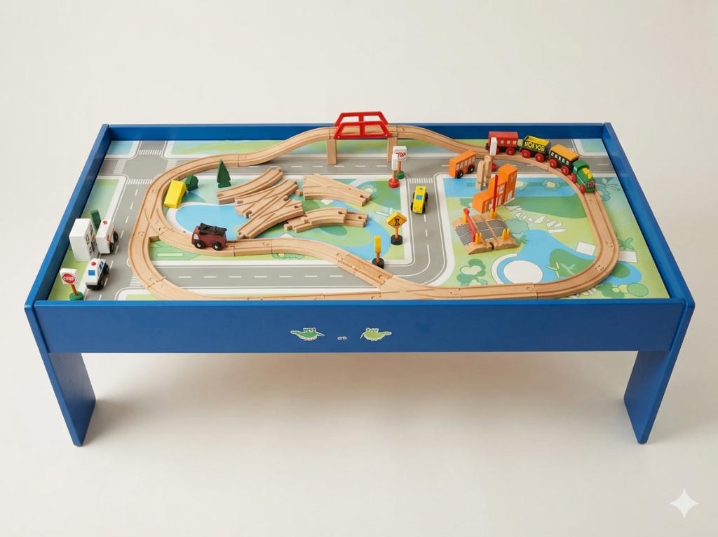 Table de Jeu Train en Bois – Circuit complet et accessoires, Zelf te bouwen, Handmatig, Ophalen, Overige merken