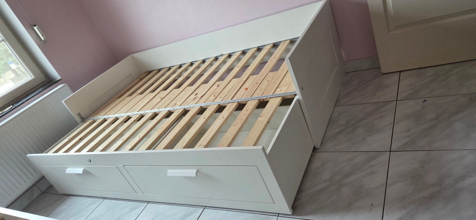 Stevig eenpersoonsbed met 2 grote opberglades - Wit, Kinderen en Baby's, Ophalen