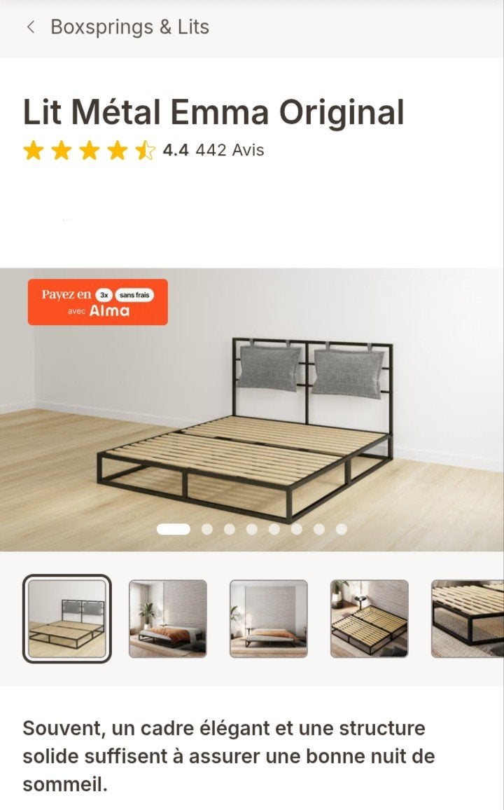 Bed 160x200 EMMA METAL ORIGINAL NIEUW, Huis en Inrichting, Slaapkamer | Bedden, Ophalen, Zwart, Nieuw, Twijfelaar