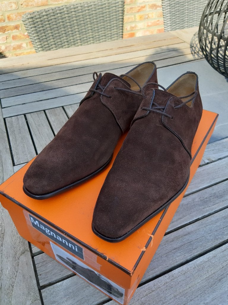 Handmade Magnanni Italien herenschoen 41/2, Kleding | Heren, Bruin, Ophalen of Verzenden, Zo goed als nieuw, Magnanni
