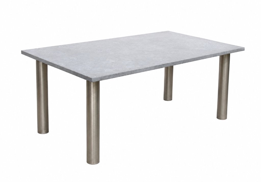 Design tuintafel - Massief stenen blad Belgische blauwsteen, Enlèvement, Utilisé, Rectangulaire, Inox