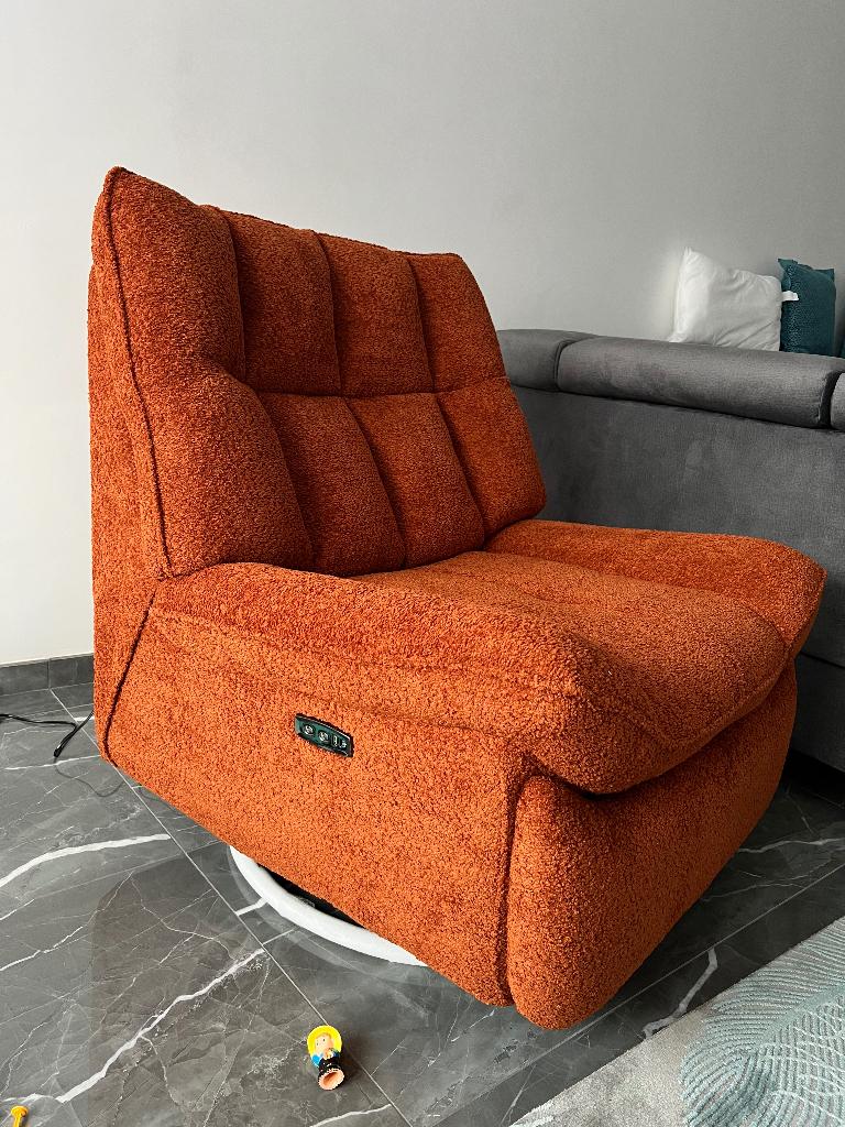 Fauteuil relax berçant pivotant 360 avec batterie chargeur, Huis en Inrichting, Fauteuils, Nieuw, Stof, 75 tot 100 cm, 75 tot 100 cm