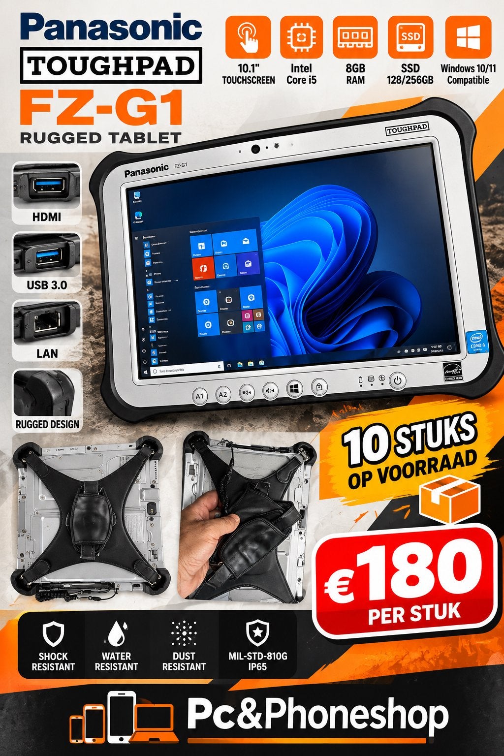 Panasonic touchpad FZ-G1, Computers en Software, 10 inch, Gebruikt, Ophalen of Verzenden, 128 GB