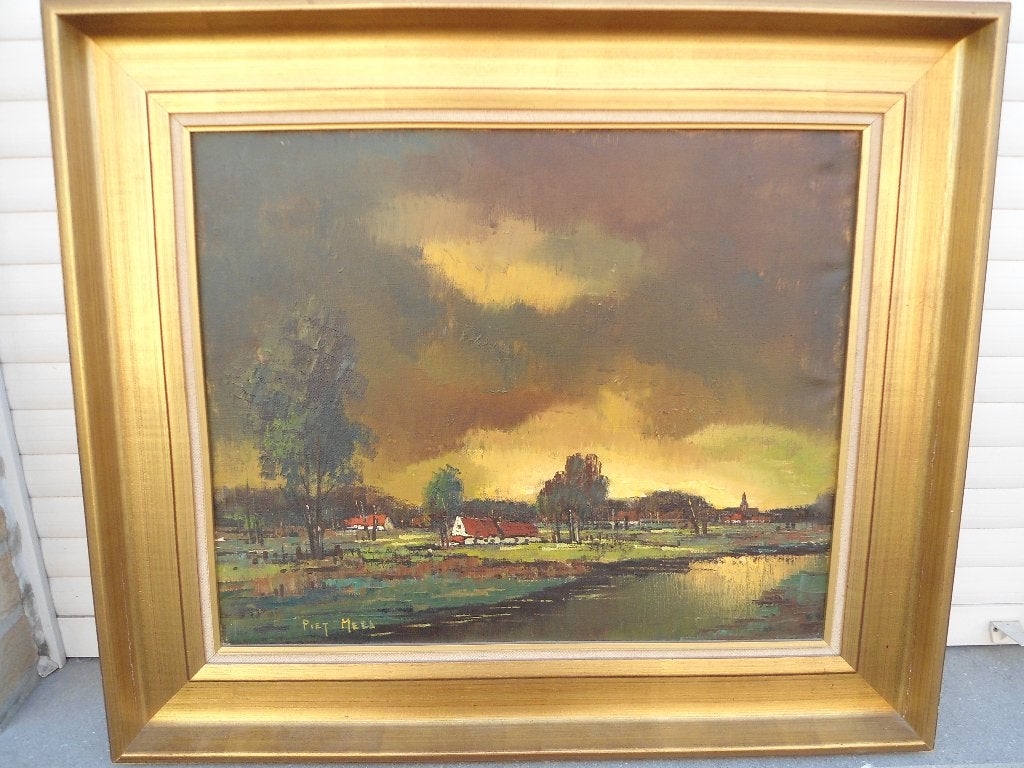 Piet Mees Peinture à l'huile/toile, Antiquités & Art, Art | Peinture | Classique, Peinture à l'huile, Paysage, Enlèvement, Encadré