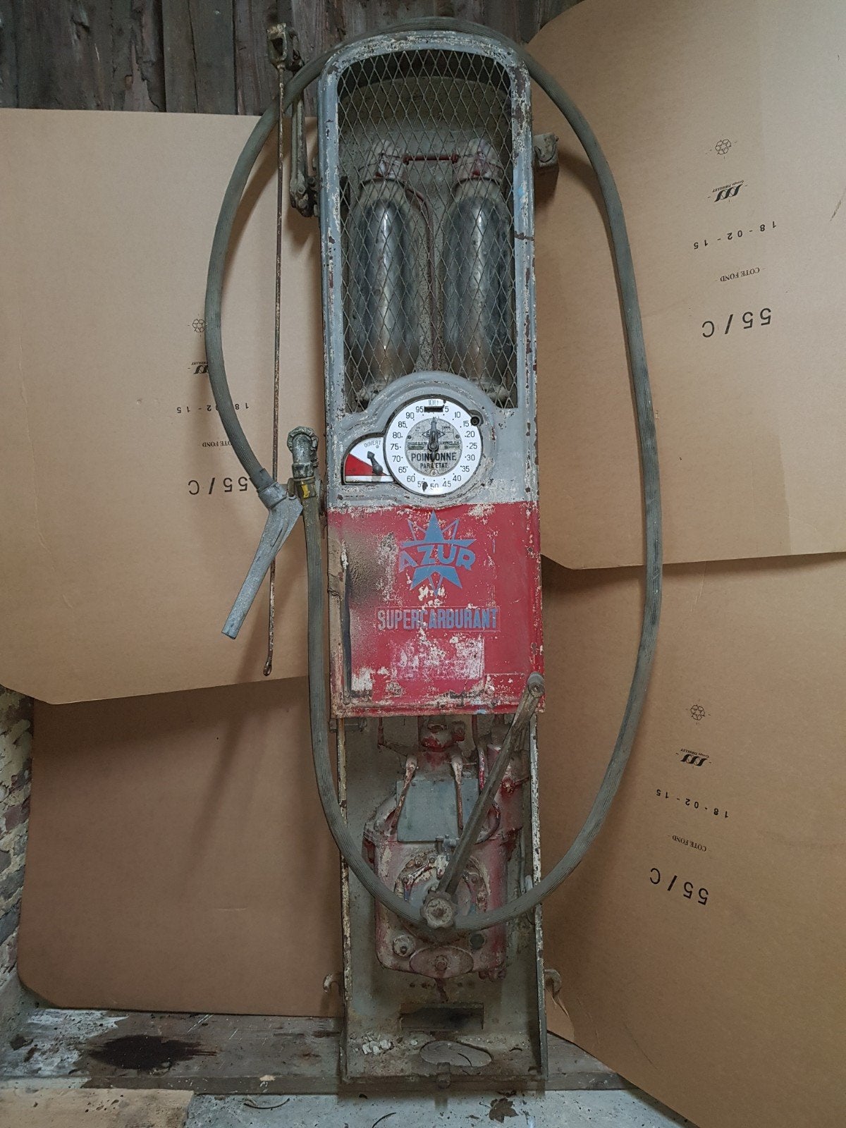 Oude Franse Benzinepomp Muurpomp SATAM AZUR, Verzamelen, Merken en Reclamevoorwerpen, Gebruikt, Overige typen, Ophalen