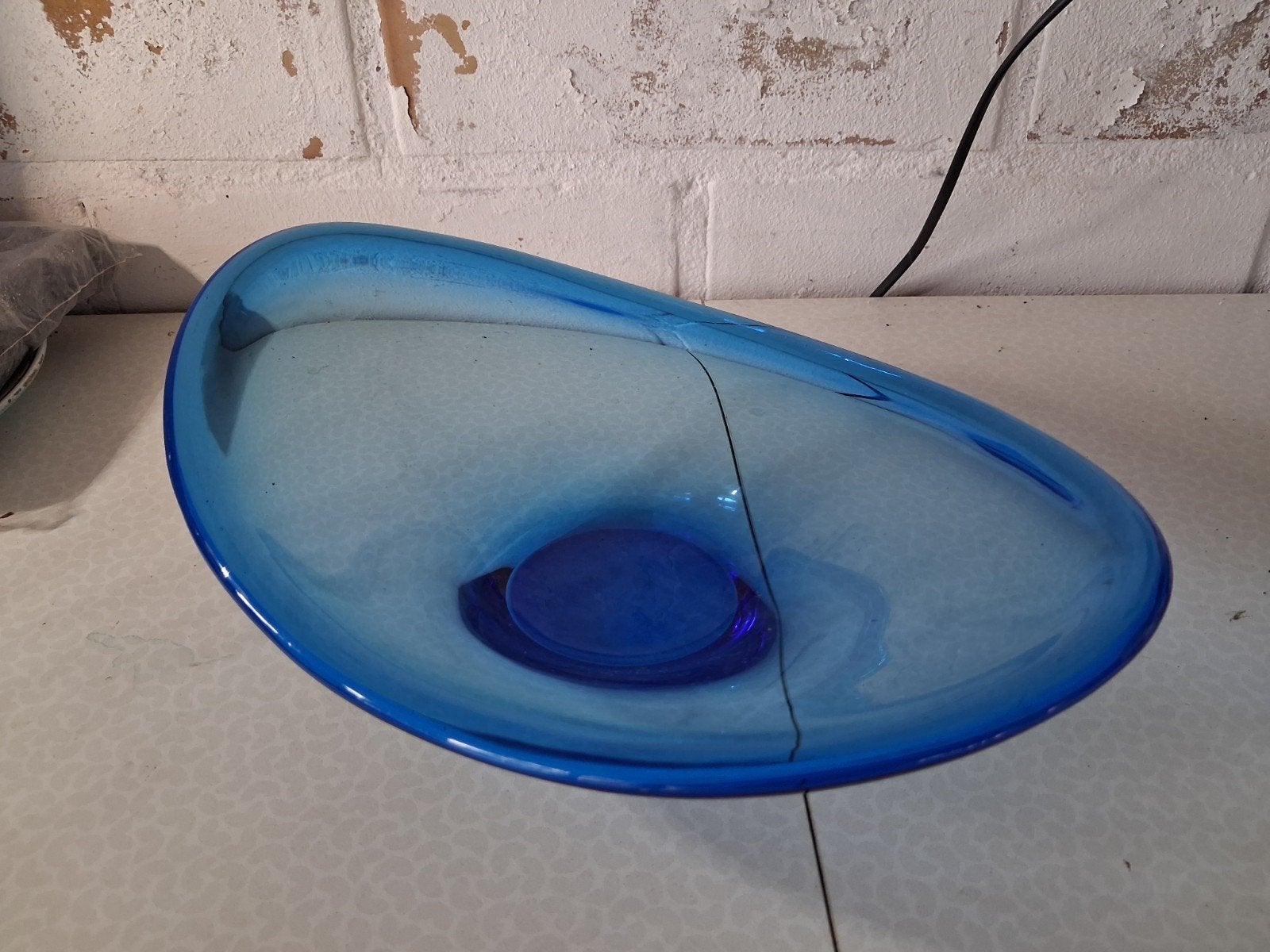 vintage blauw glazen schaal "snits" L. Patterson ikea, Enlèvement ou Envoi, Rond, Verre, Balance
