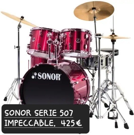 SONOR SERIES 507 ,coloris cerise, état nickel !!!!, Musique & Instruments, Batteries & Percussions, Enlèvement, Tama