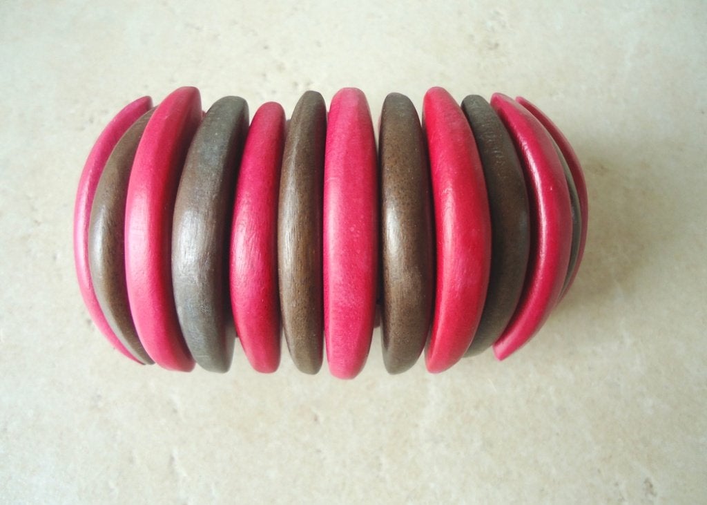 Mooie armband fuscia-bruin, Handtassen en Accessoires, Armbanden, Ophalen of Verzenden, Nieuw, Bruin