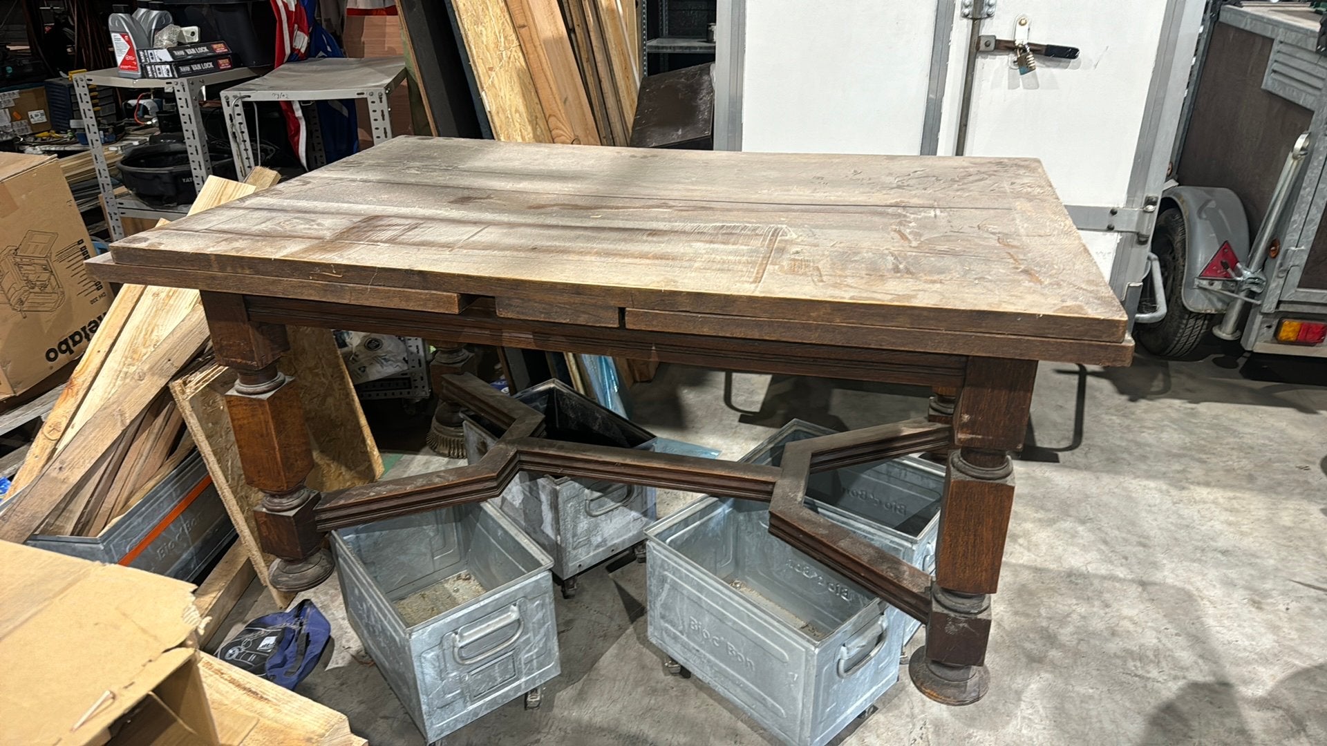 Table en bois brut l100 L160 ou L280 avec ralonges integrées, Bricolage & Construction, Enlèvement ou Envoi, Comme neuf