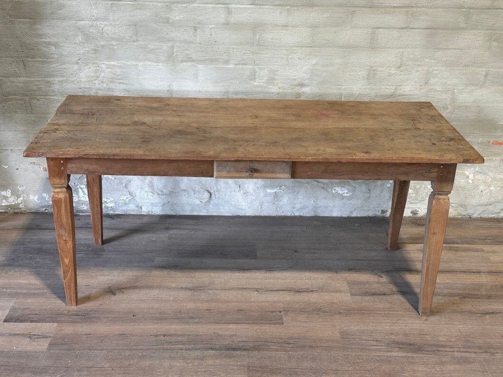 Antieke Franse eettafel met 1 lade - 180 x 78 cm + 78 cm, Huis en Inrichting, Gebruikt, Pannenfabriek 2 - unit C - 2360, Oud-Turnhout, Belgie