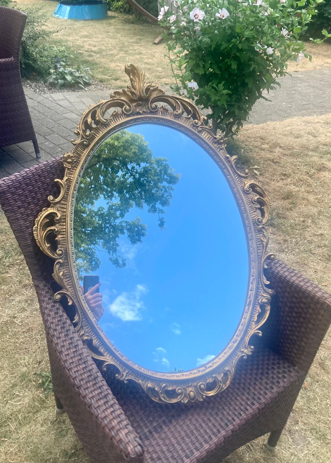 Miroir à crête vintage de style rococo, Enlèvement, Ovale, 50 à 100 cm, Moins de 100 cm