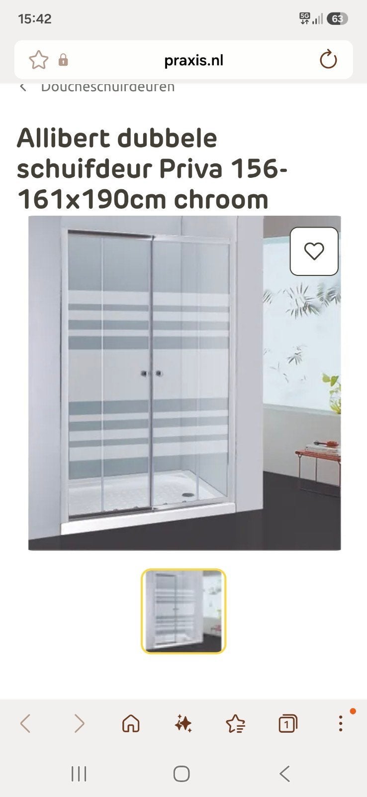 allibert priva dubbele schuifdeur, Ophalen, Nieuw, Chroom, Douche