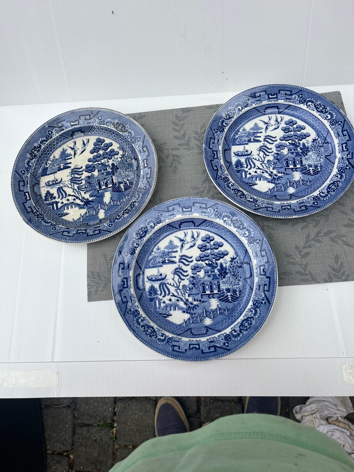 Set van 3 Royal Staffordshire Blue Willow borden, Antiquités & Art, Enlèvement ou Envoi