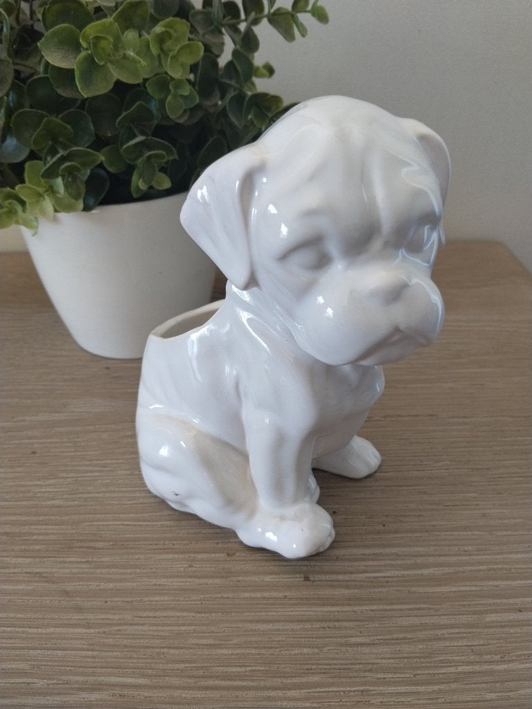 vintage keramische bloempot hond, Tuin en Terras, Ophalen of Verzenden, Zo goed als nieuw, Binnen
