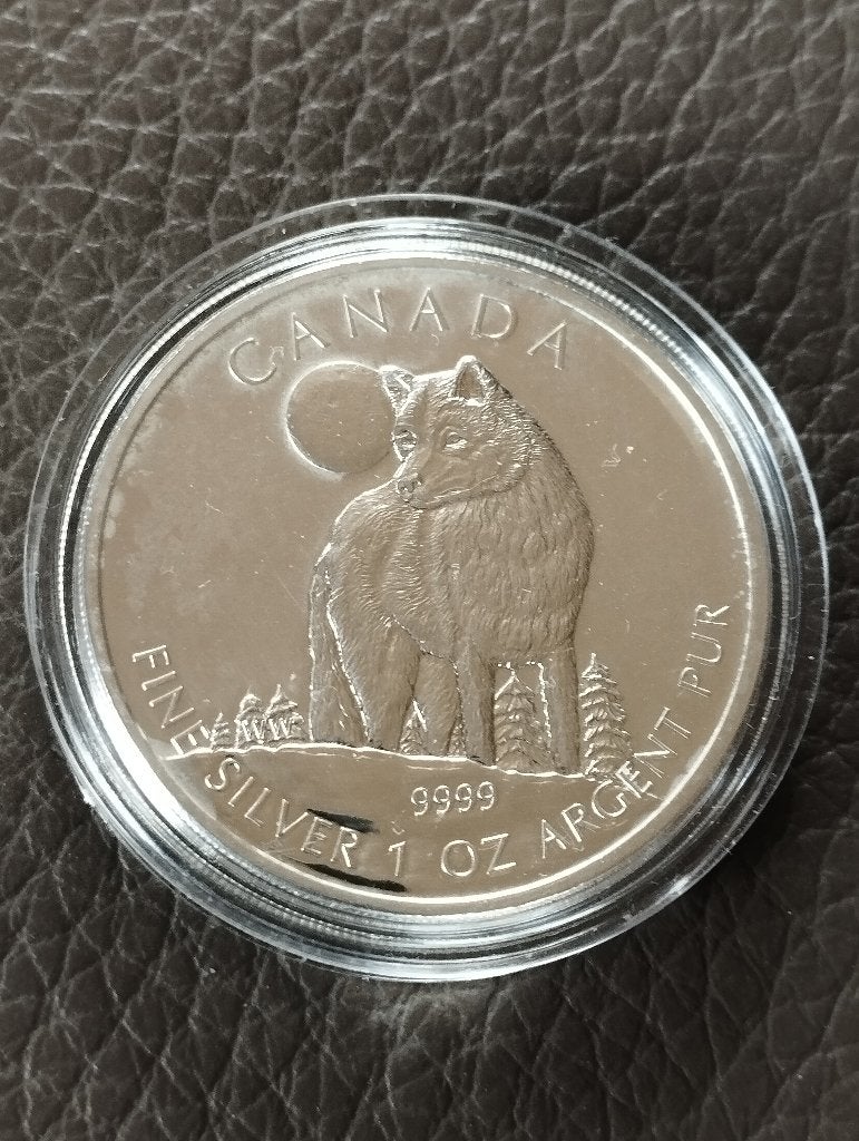1 oz .999 zilver Maple leaf wolf 2011, Timbres & Monnaies, Enlèvement ou Envoi, Amérique du Nord, Monnaie en vrac, Argent