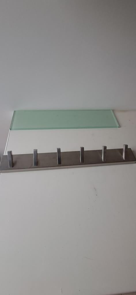 Inox kapstok met
Glazen plaat, Enlèvement, Comme neuf, Portemanteau mural
