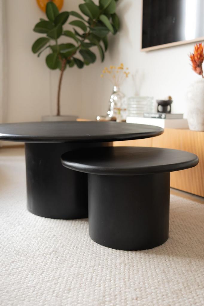 AM.PM zwarte bijzettafels — massief hout (acacia), Moins de 50 cm, Rond, 50 à 100 cm, Enlèvement