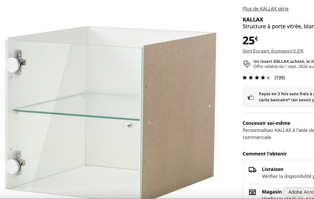 2 expedit Kallax ikea structure à porte vitrée, Enlèvement, Comme neuf