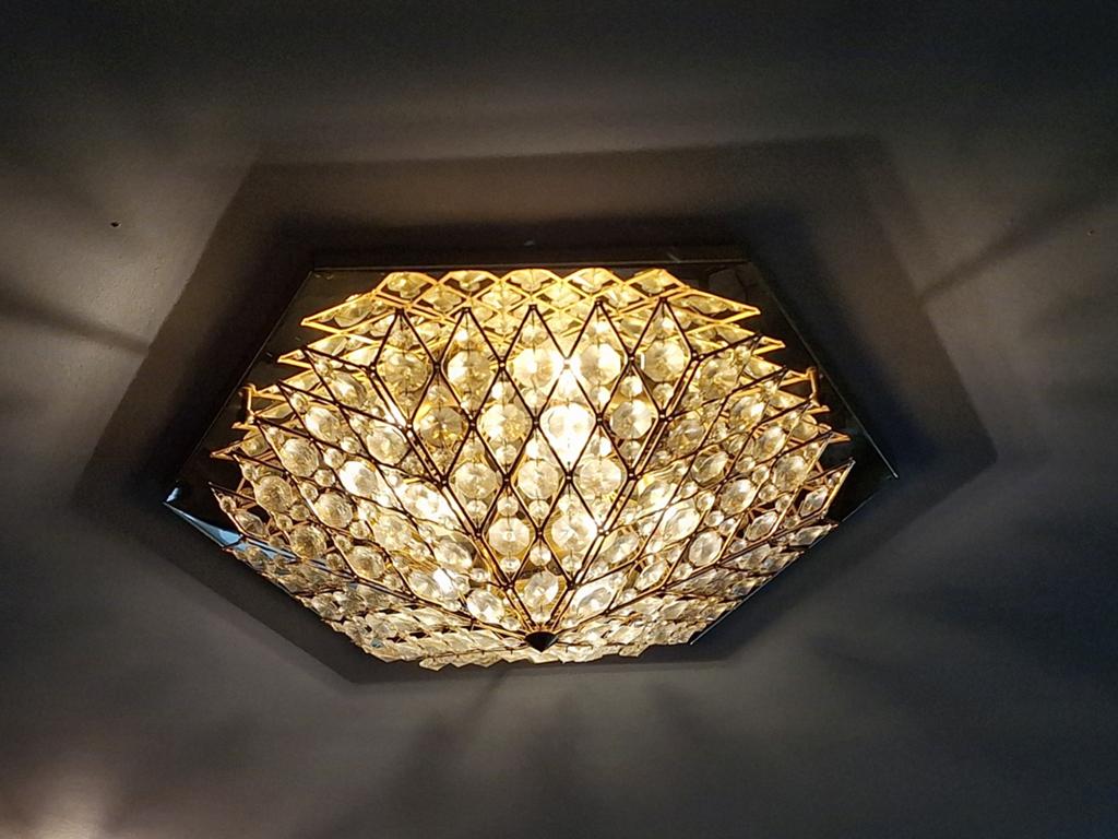 Set van 2 vergulde kristallen plafondlampen, vintage luxe, Ophalen