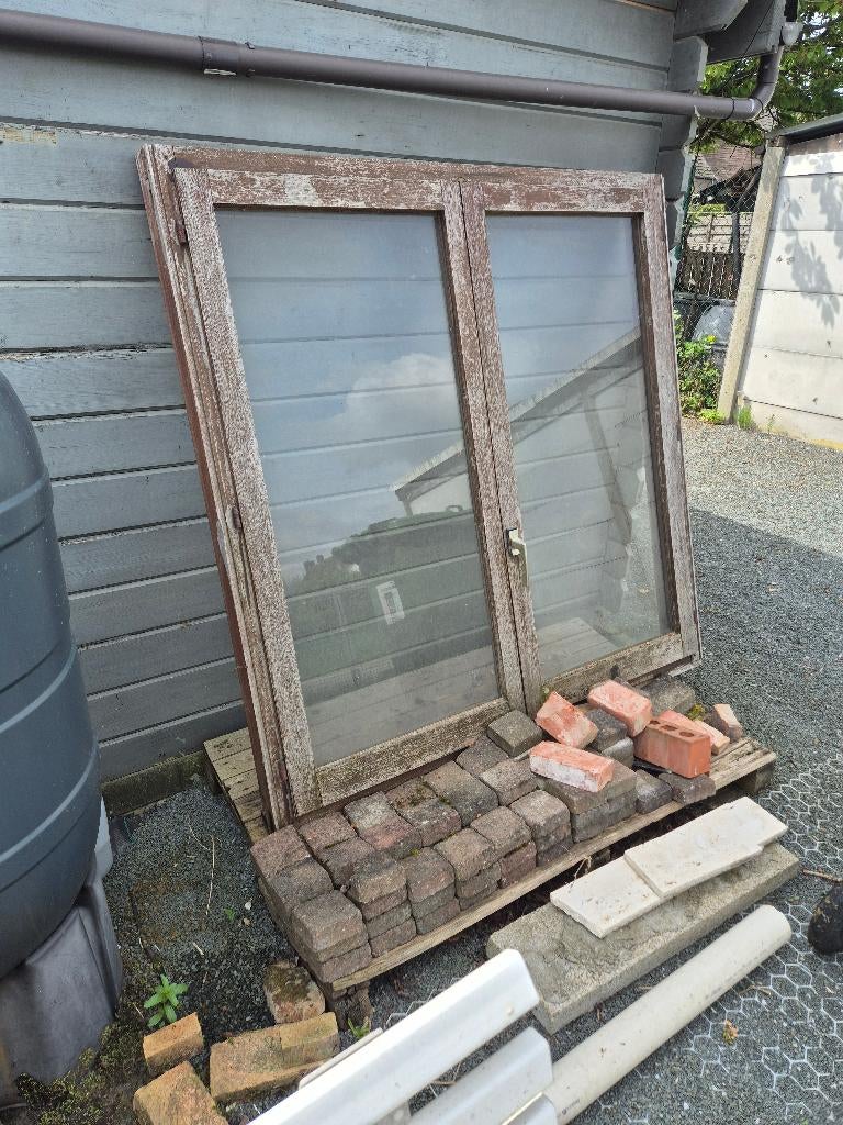 Meranti raam  GRATIS, Doe-het-zelf en Bouw, Ophalen, Gebruikt, Gevelraam of Ruit