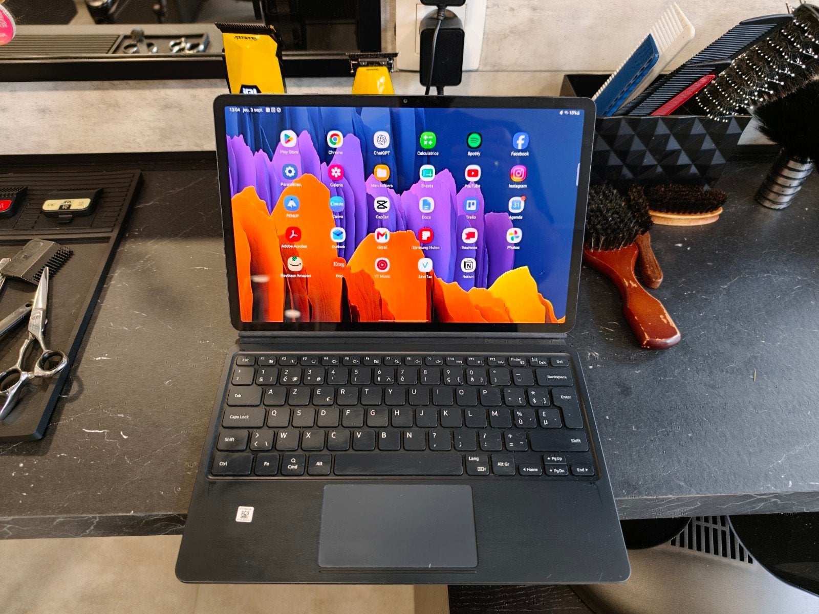 Samsung Galaxy Tab S7+ 12,4" + clavier Samsung + S Pen, Enlèvement, Azerty
