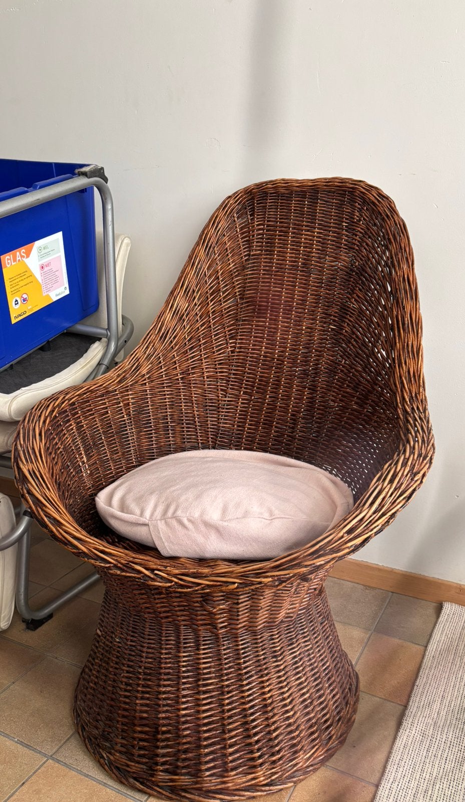 Vintage rietenstoel, Huis en Inrichting, Stoelen, Ophalen, Zo goed als nieuw
