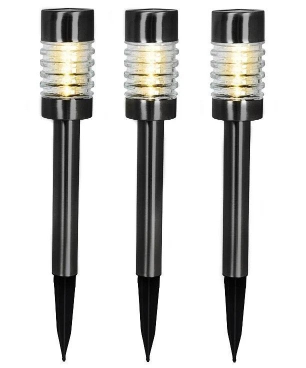 Solarlamp RVS Glas Antraciet 3 stuks buiten verlichting, Tuin en Terras, Minder dan 50 watt, Staande lamp, Nieuw, Ophalen of Verzenden