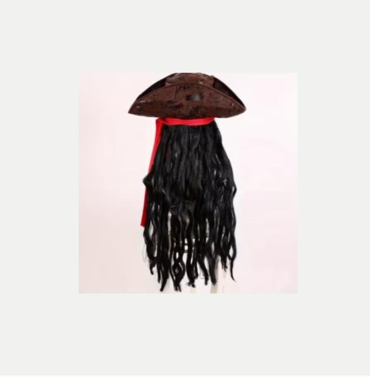 Perruque cosplay de luxe Jack Sparrow avec chapeau et perles, Enlèvement ou Envoi, Neuf