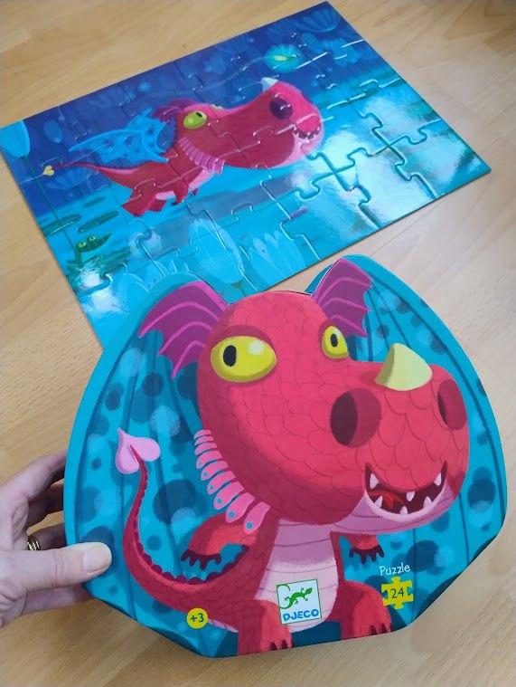 Djeco puzzel Edmond de draak, Ophalen of Verzenden, 10 tot 50 stukjes, Zo goed als nieuw, 4 tot 6 jaar