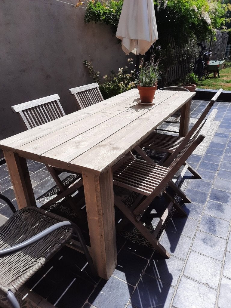 Steigerhouten tuintafel Nieuw, Tuin en Terras, Picknicktafels, Ophalen, Nieuw, Hout