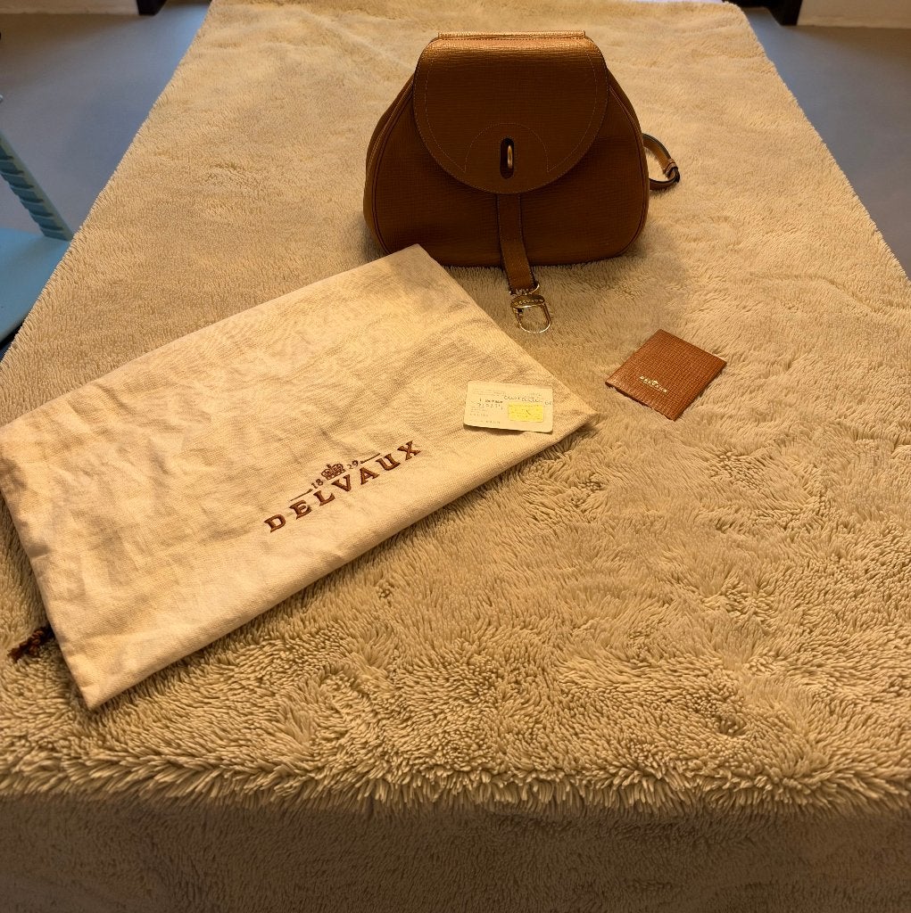 Sac à main Delvaux Cerceau Vintage – Cuir Cognac, Enlèvement ou Envoi, Comme neuf, Brun, Sac à main