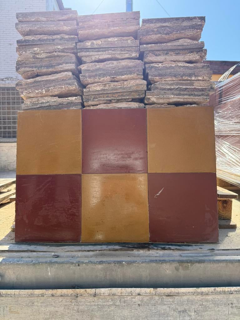 Oude cementtegel dambord, Doe-het-zelf en Bouw, Tegels, Ophalen, Overige materialen, Gebruikt, 20 tot 40 cm