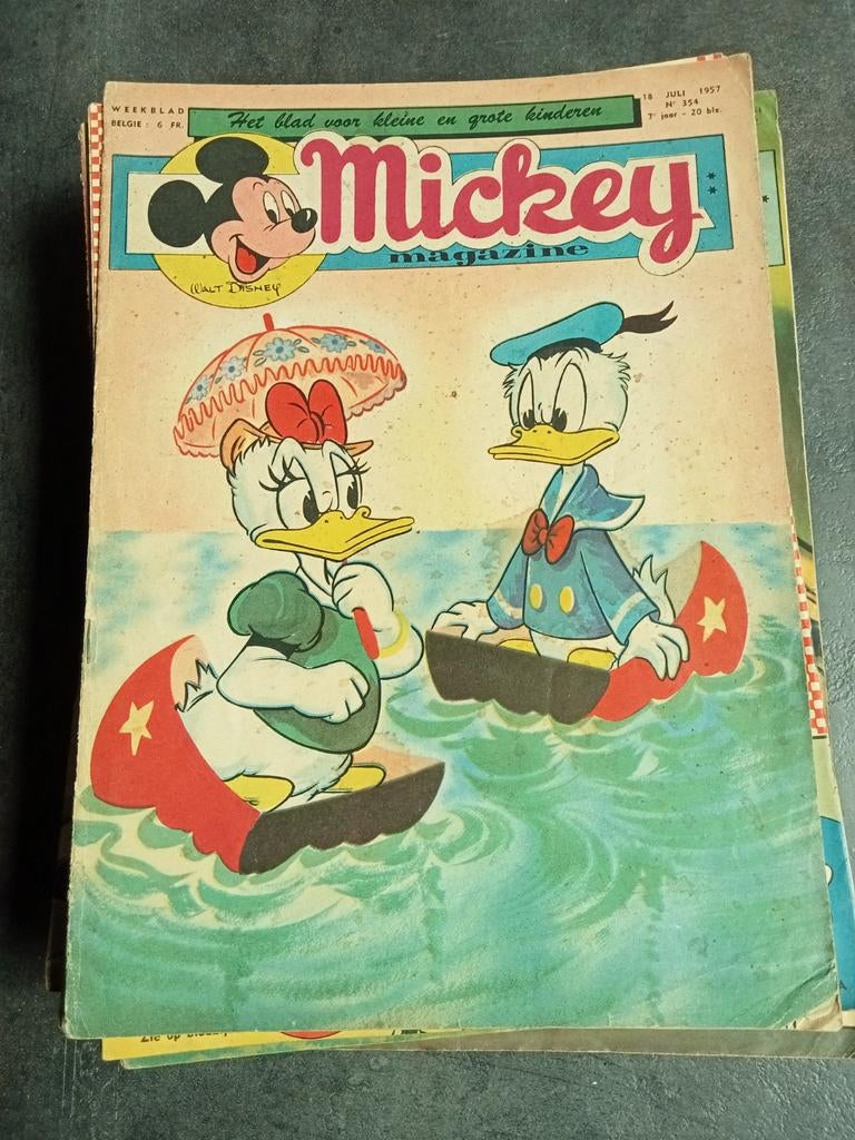 Mickey magazines 50's, Ophalen of Verzenden, Mickey Mouse, Gebruikt, Papier, Kaart of Schrift