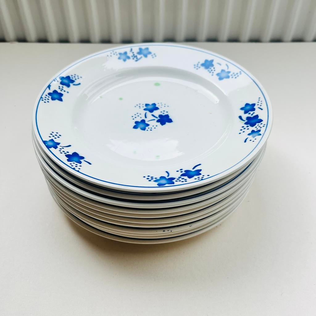 11 vintage dessertborden Boch Mercure blauw, Antiek en Kunst, Ophalen of Verzenden