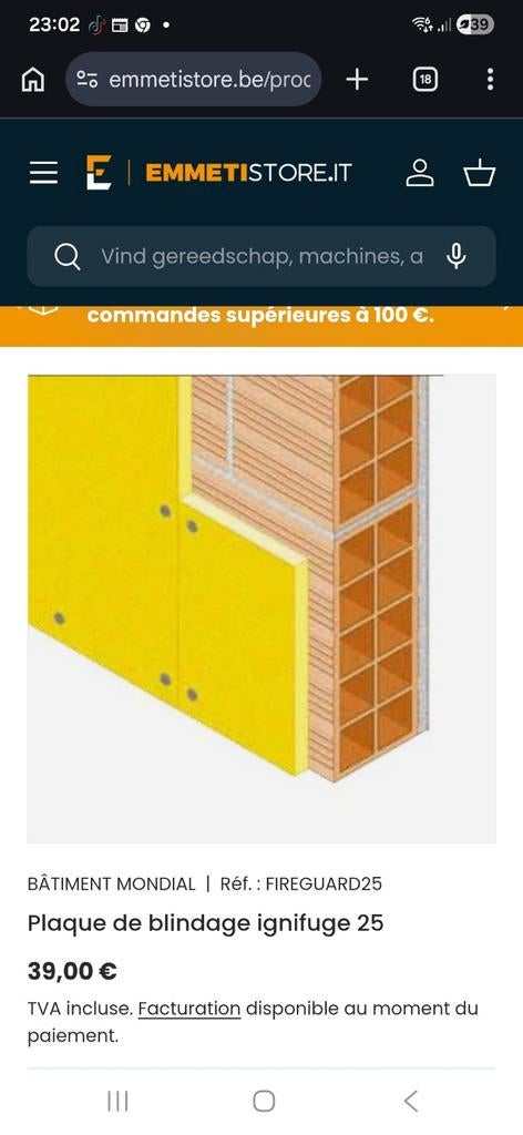 Gyproc spéciale anti feu, Bricolage & Construction, Enlèvement