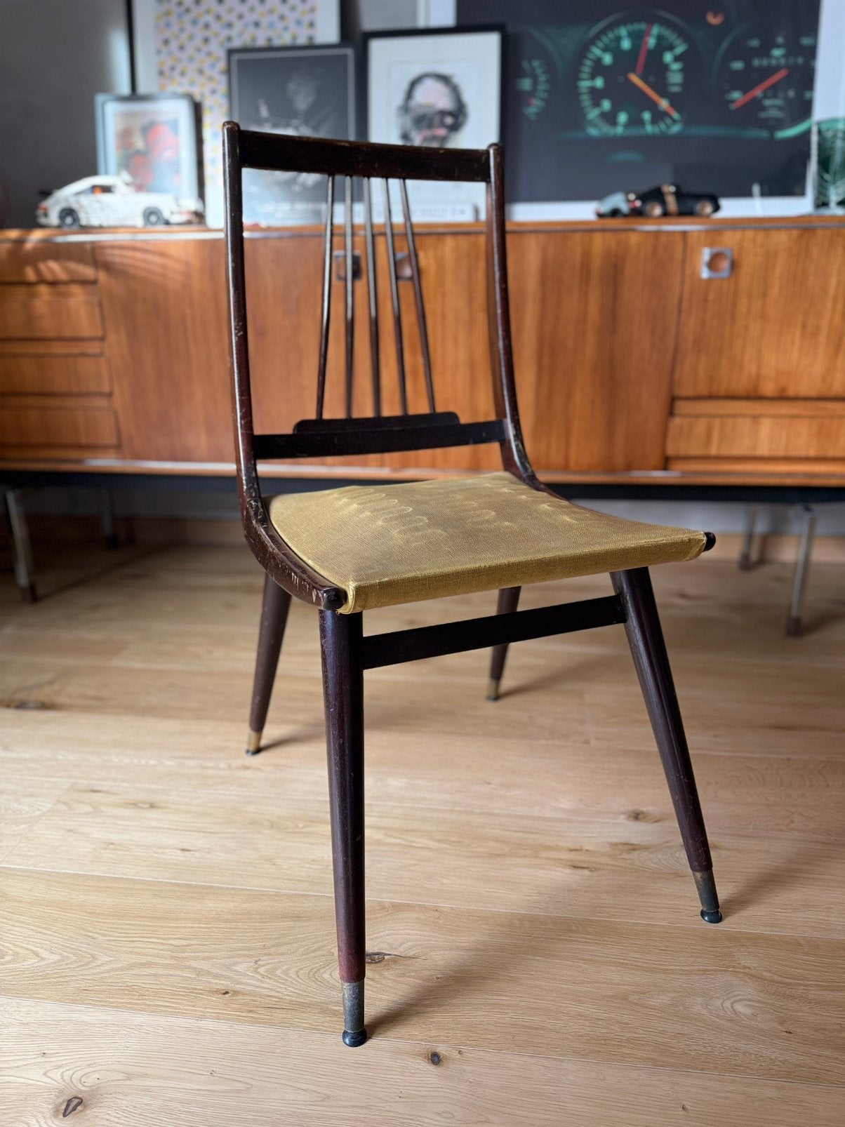 Lot de 6 chaises vintage Mid-Century à restaurer, Brun, Enlèvement, Bois, Cinq, Six Chaises ou plus