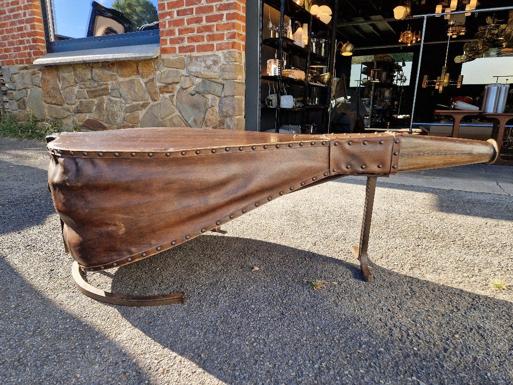 Grand soufflet de forge en bois et cuir, 19e siècle, Enlèvement