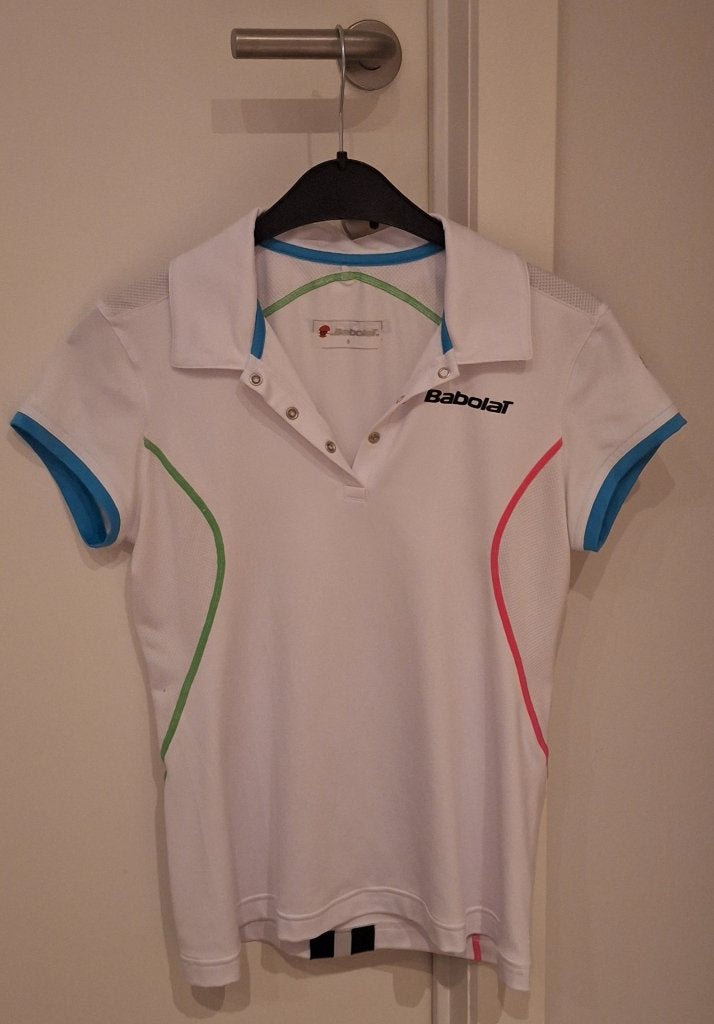 Tenniskleding, polo, Babolat, maat S, wit, Vêtements | Femmes, Vêtements de sport, Enlèvement ou Envoi, Taille 36 (S), Sport de raquette