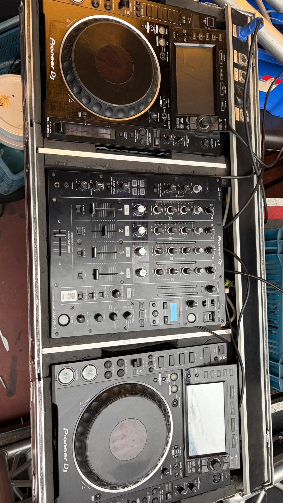 Pioneer DJ set – 2x CDJ-2000NXS2 + DJM-750MK2 + flightcase, Enlèvement, Comme neuf, Pioneer