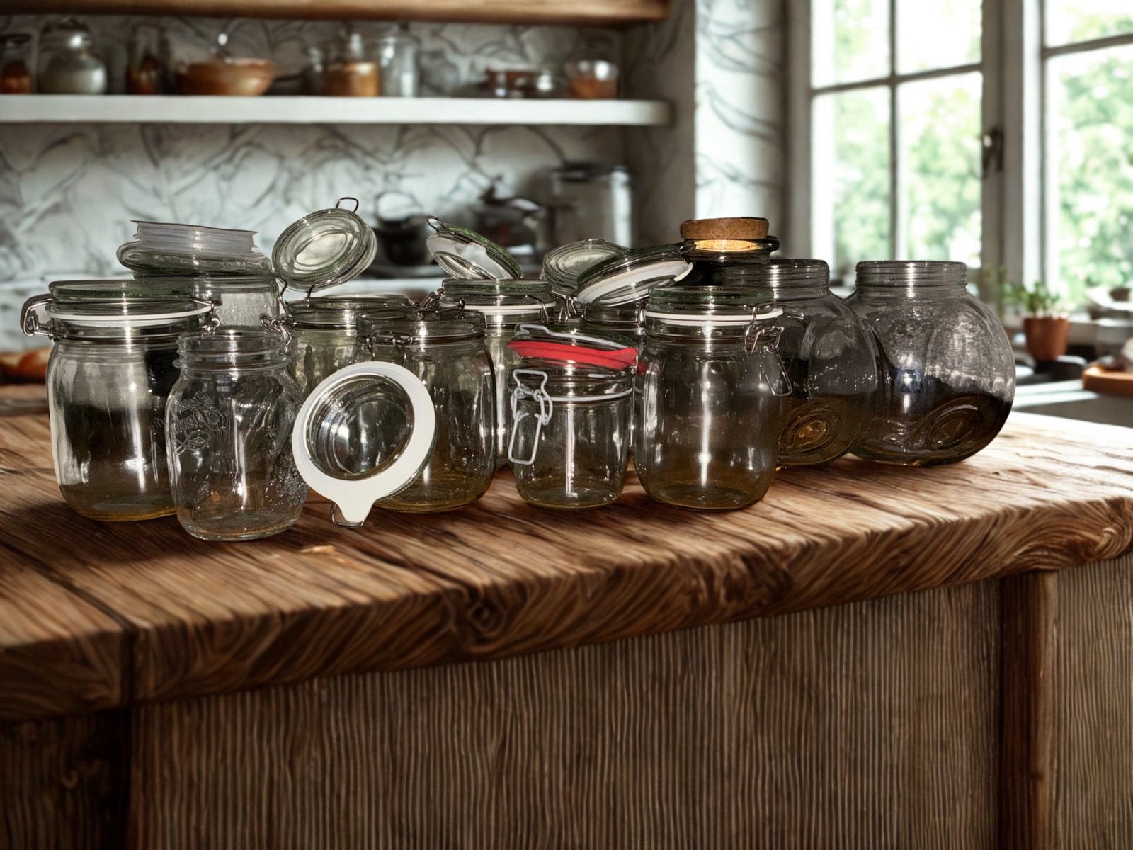17 glazen potten - ideaal voor conserven, bulk of decoratie, Huis en Inrichting, Keuken | Servies, Glas, Ophalen