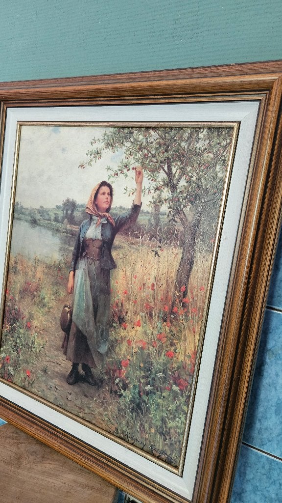 Ingelijste kunstdruk "Brittany Girl" – D. Ridgeway Knight, Antiek en Kunst, Kunst | Schilderijen | Klassiek, Ophalen, Overige ondergronden