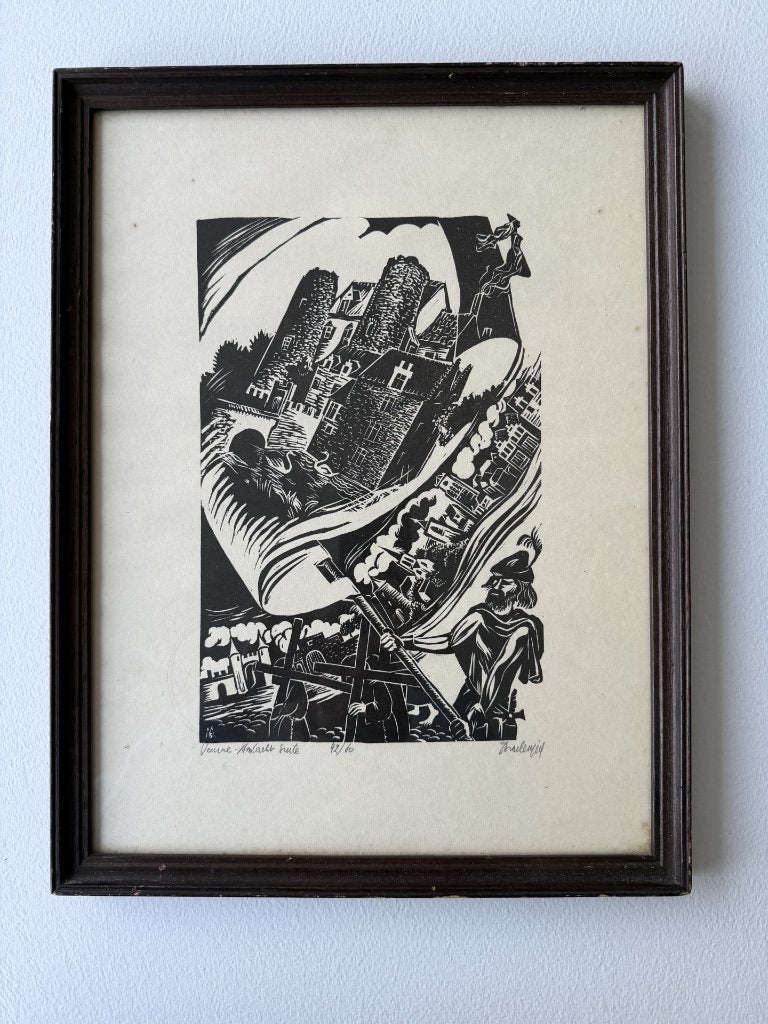 Ets van Michel Bracke, Antiek en Kunst, Kunst | Etsen en Gravures, Ophalen, Ets, Genummerd