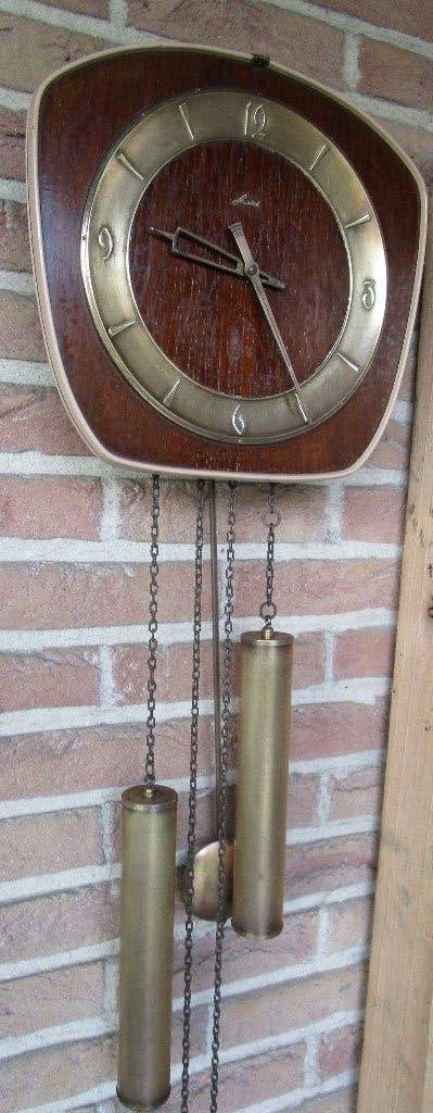 antieke klok met koperen gewichten, jaren '50-60, Enlèvement