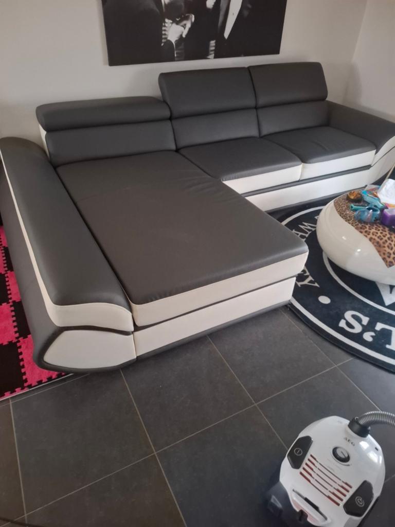 Ledere hoekzetel met bed fuctie en opbergruimte!, Enlèvement, Comme neuf, Cuir, Design