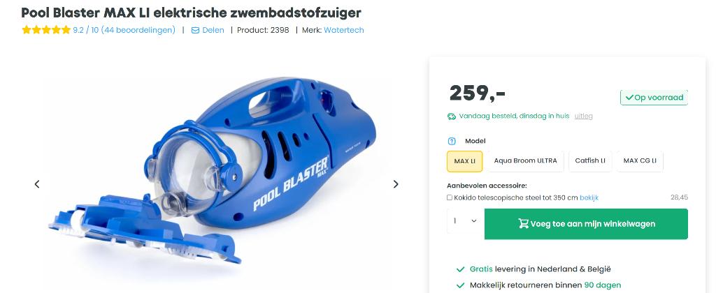 Pool Blaster Max Li zwembadstofzuiger met accu, Tuin en Terras, Ophalen of Verzenden, Gebruikt, Filter