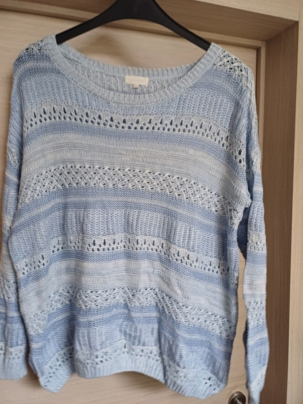 Bel&Bo trui licht blauw/wit XL(46/48), Bel en Bo, Ophalen of Verzenden, Maat 46/48 (XL) of groter, Blauw
