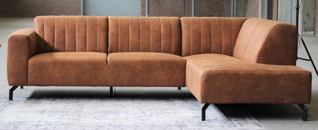 Canapé d'angle Mona en tissu cognac, Enlèvement, Comme neuf, Tissus, Modern