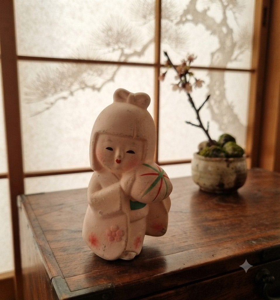 Jolie poupée japonaise Hakata, Pierre/céramique, Japon, Poupée, Multicolore